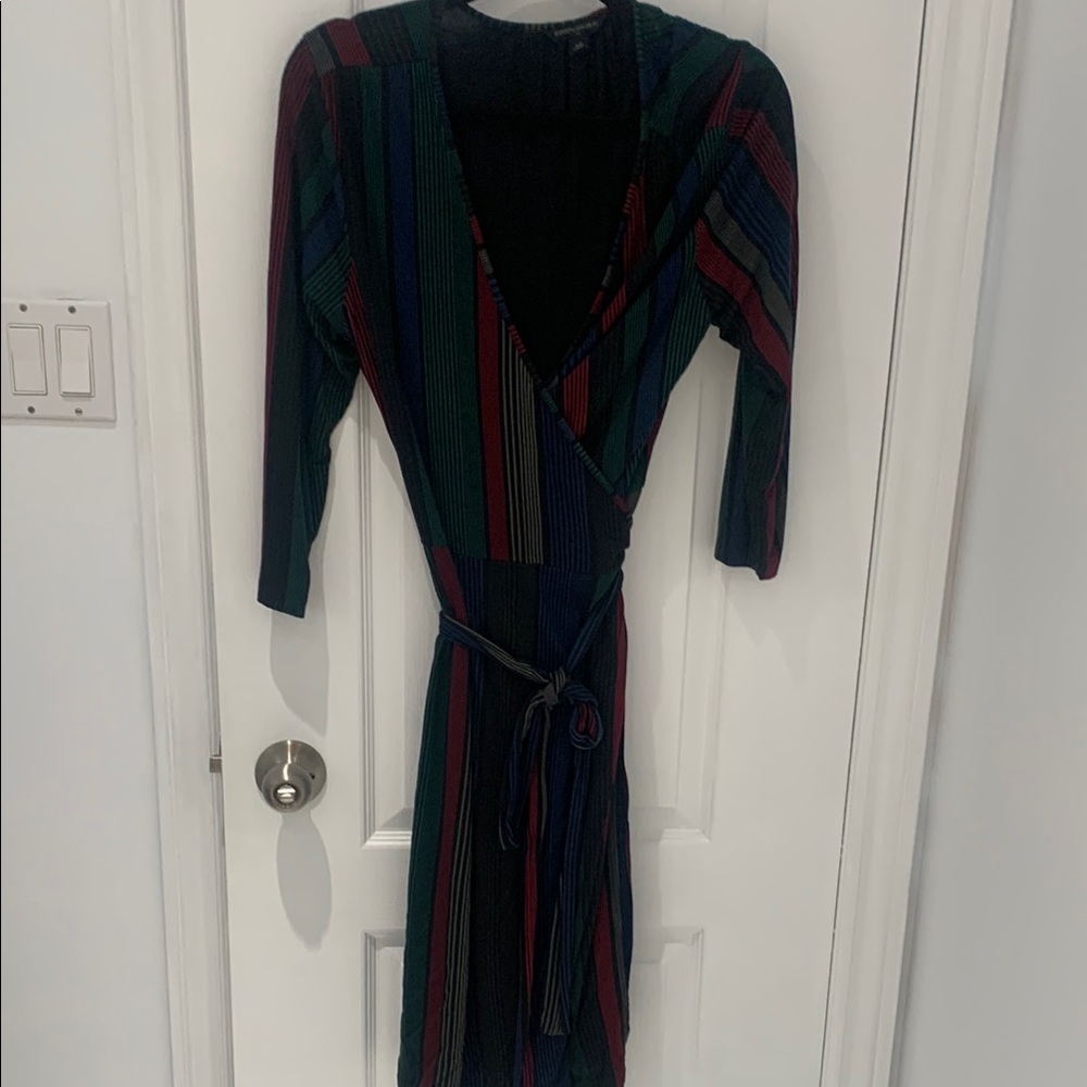 Striped Multicolor Wrap Dress
